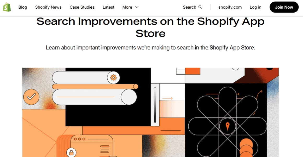Shopify App Store search enhancements and developer challenges.