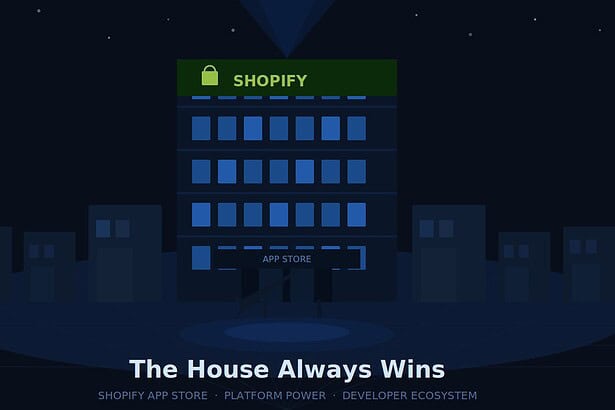 Shopify app store interface with app icons and store ranking elements.