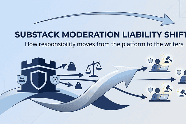 Illustration of responsibility shift in Substack moderation and liability.