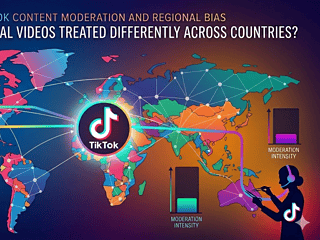Global map showing TikTok video moderation differences by country.