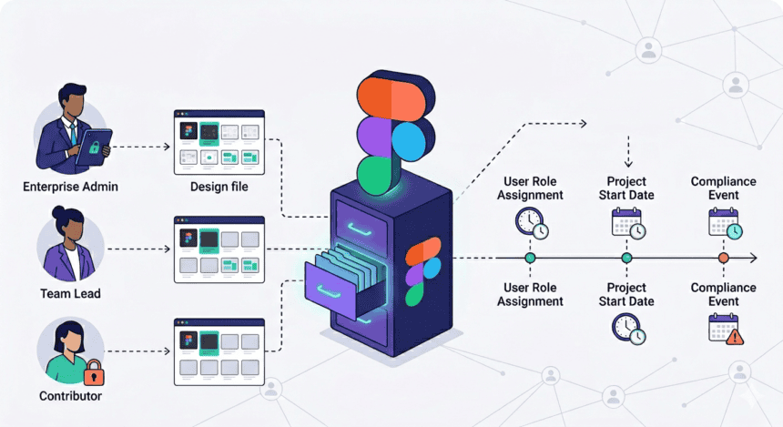 Diagram of enterprise data access process with roles and project timelines.