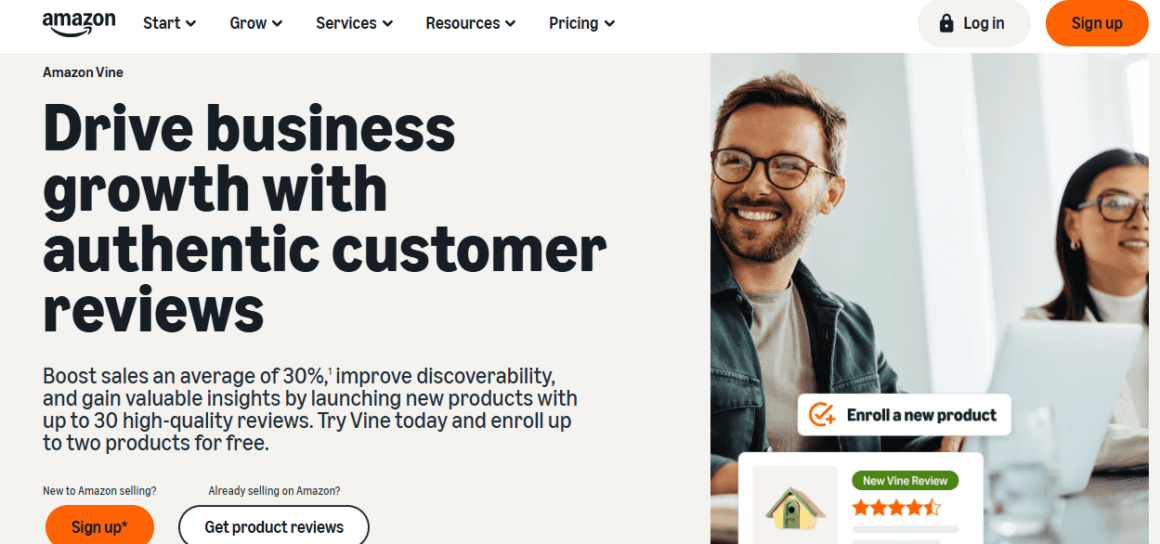 Amazon Vine product review program for authentic customer feedback.