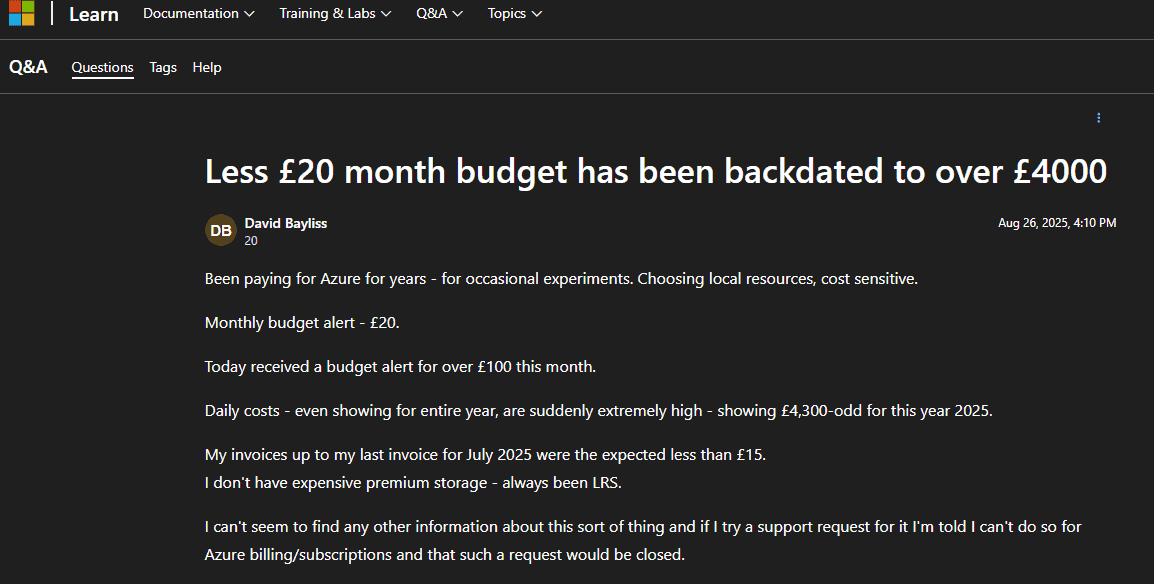Illustration of Azure budget caps overflowing due to illusion of a hard stop.