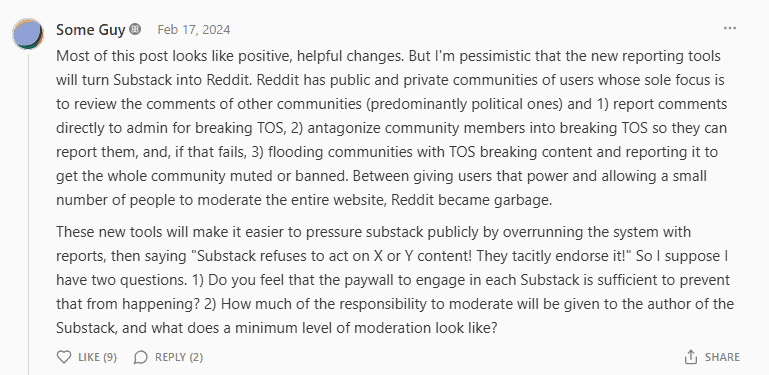 Illustration of Substack platform with writers and community moderation elements.