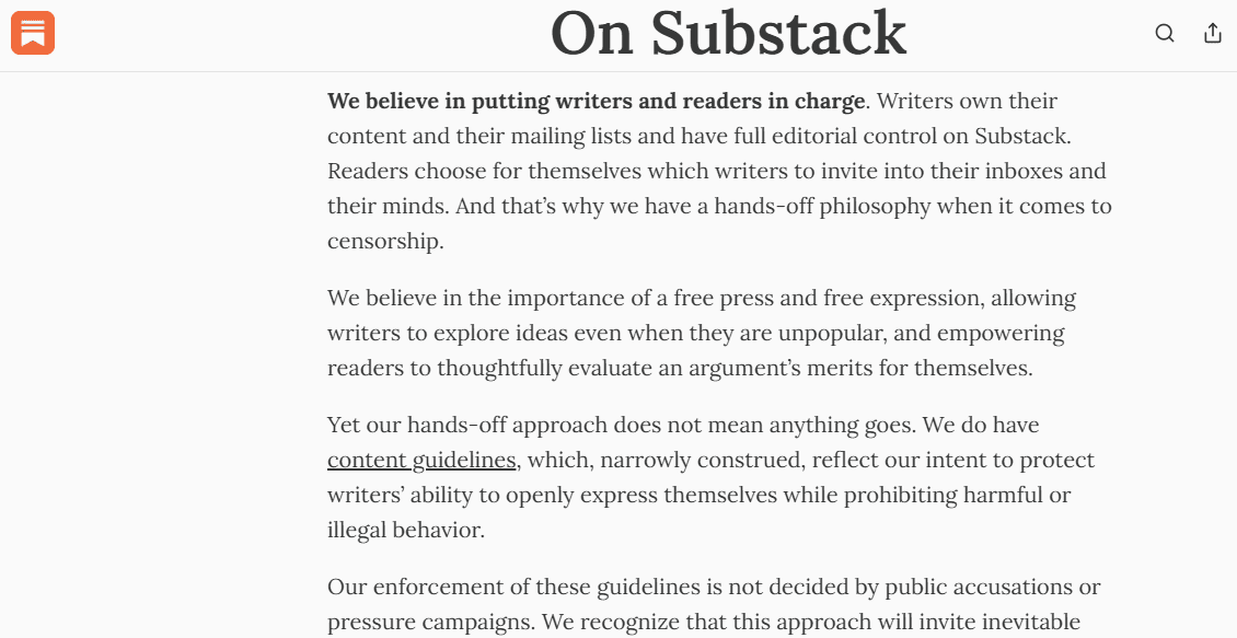 Illustration of writers on Substack platform emphasizing independence and content control.