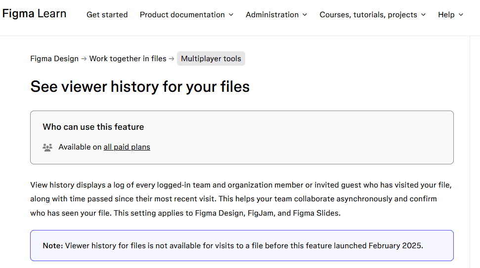 Figma viewer history interface showing file access logs and user activity.