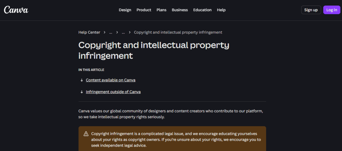 Canva copyright infringement warning and creators defending their work.