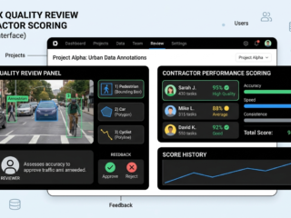 Dashboard showing human grading of AI training with scores and feedback.