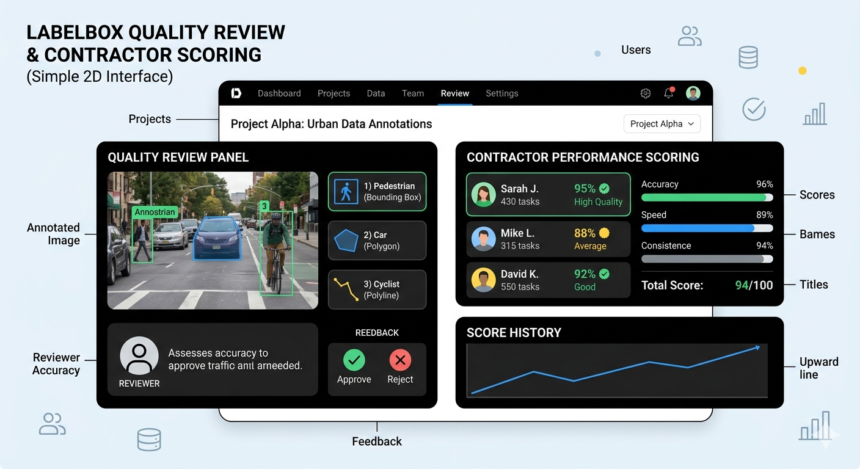 Dashboard showing human grading of AI training with scores and feedback.