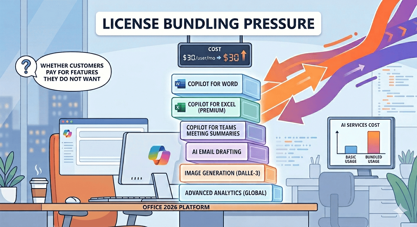Home Icy 39 Visual of AI tool costs and licensing pressure affecting Microsoft users.