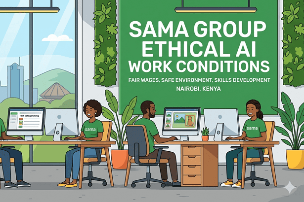 Ethical AI workspace with diverse team collaborating in Nairobi, Kenya.