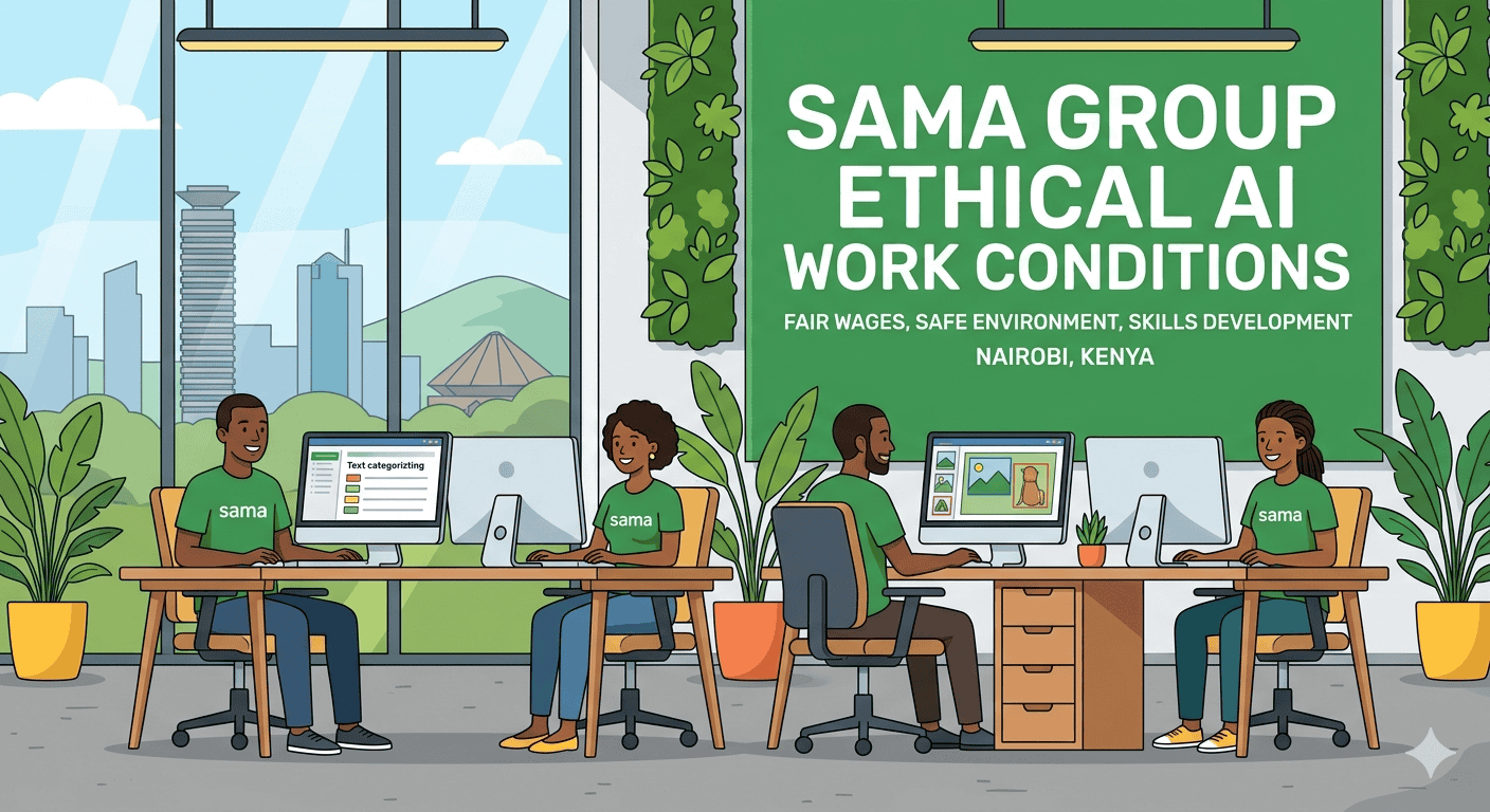 Ethical AI workspace with diverse team collaborating in Nairobi, Kenya.
