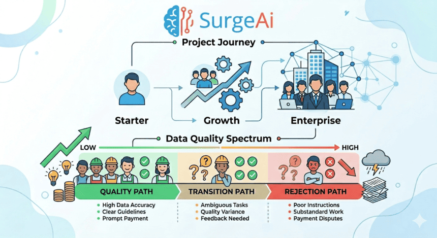 Data quality spectrum illustrating project journey from starter to enterprise levels.