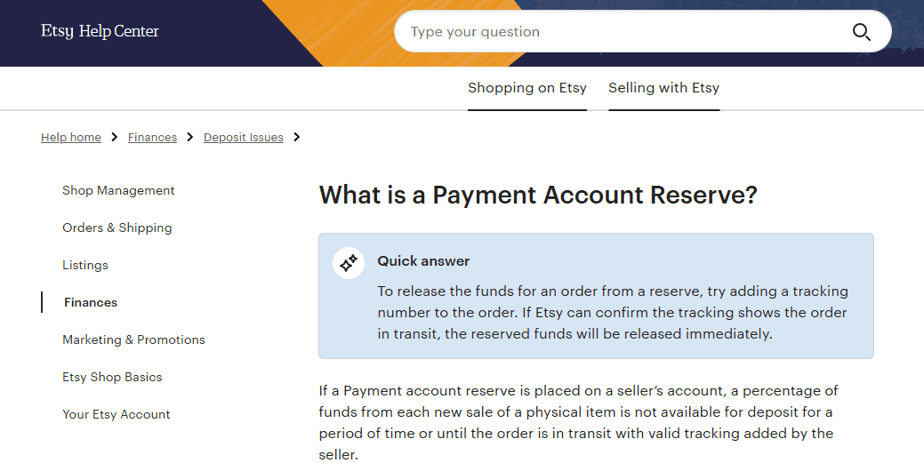 Etsy's payment system affecting trust and commerce experience.