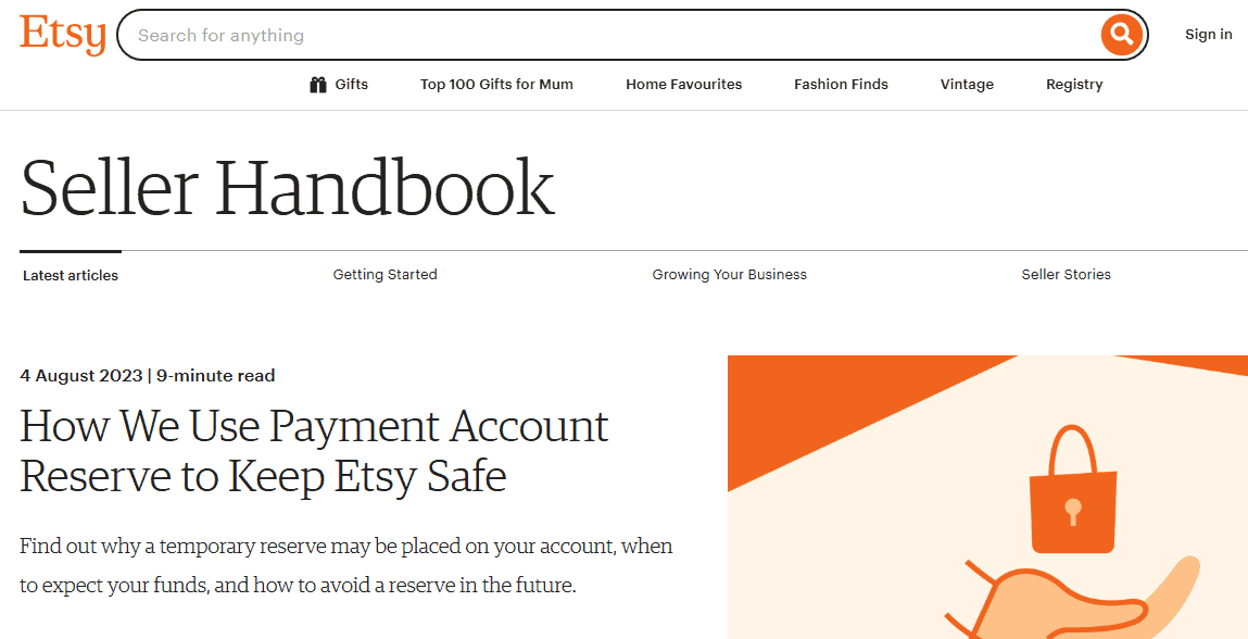 Illustration of a hand holding a padlock symbolizing payment security issues on Etsy.