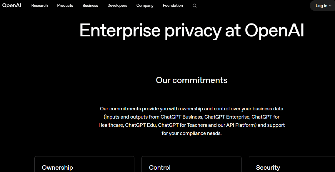 OpenAI enterprise privacy and data control solutions.