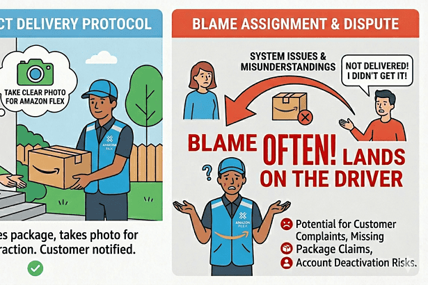 Illustration of no-contact delivery and blame assignment procedures.