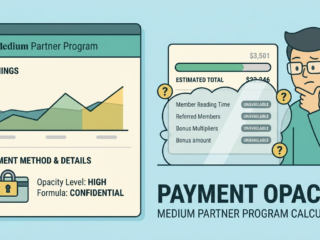Illustration of a man analyzing partner program payment opacity and earnings.
