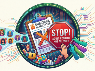 Digital illustration of content filtering and user interaction on social media.