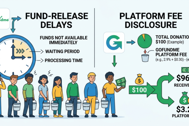 Illustration of fund-release delays and platform fee disclosure process.
