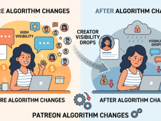 Comparison of creator visibility before and after algorithm changes.