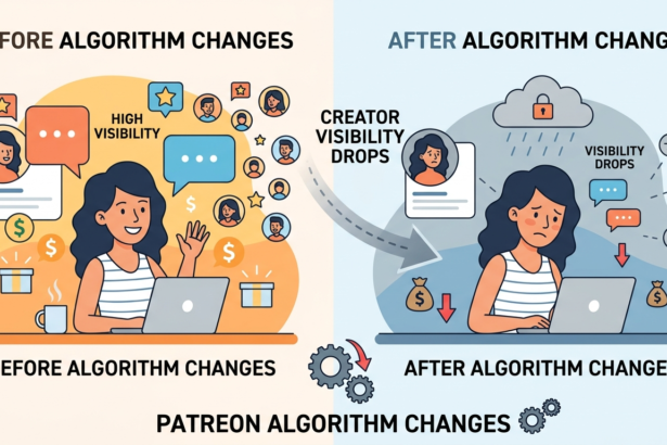 Comparison of creator visibility before and after algorithm changes.